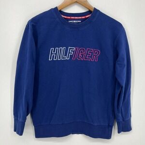 Tommy Hilfiger Sport Sweatshirt Women's Size S Blue Embroidered Logo Crew Neck